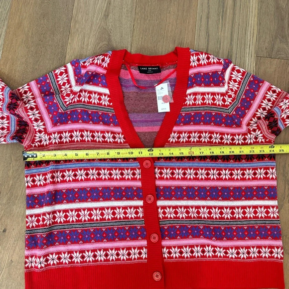NWT Lane Bryant Button Up Christmas‎ Cardigan Snowflakes Size 18/20 - Picture 8 of 9
